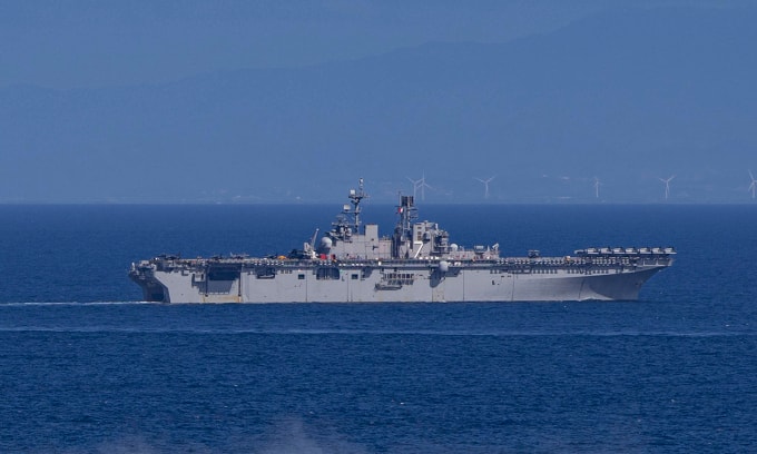 Tàu đổ bộ tấn công USS Iwo Jima diễn tập trên khu vực biển Carribe ngày 4/9. Ảnh: US Navy