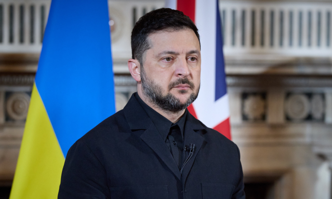 Ông Zelensky trong cuộc họp báo tại London, Anh hôm 24/10. Ảnh: Văn phòng Tổng thống Ukraine