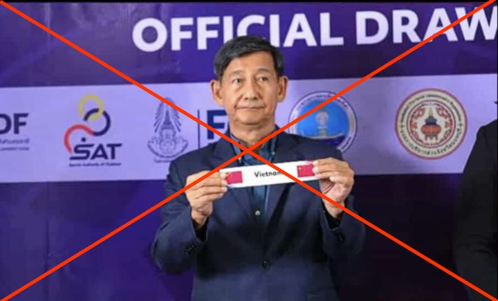 Ban tổ chức lễ bốc thăm giải Futsal U19 Đông Nam Á dùng sai quốc kỳ Việt Nam.