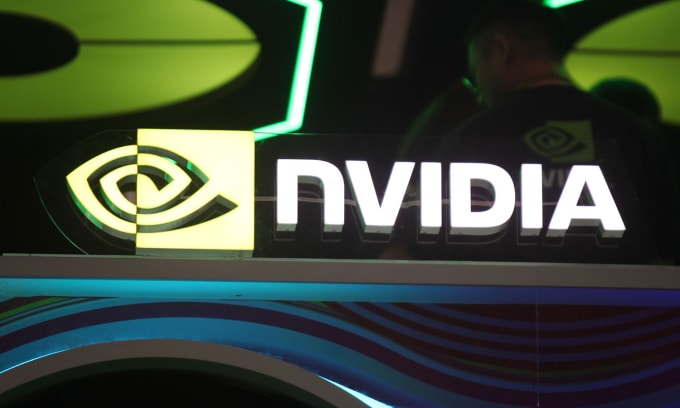 Logo Nvidia tại triển lãm Computex 2024 tại Đài Loan. Ảnh: Khương Nha