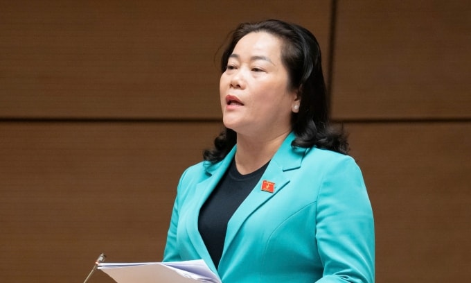Đại biểu Lê Thị Thanh Lam phát biểu tại phiên thảo luận của Quốc hội sáng 29/10. Ảnh: Media Quốc hội