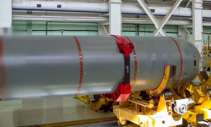 Phần đầu nguyên mẫu ngư lôi Poseidon được Nga công bố năm 2019. Ảnh: BQP Nga.