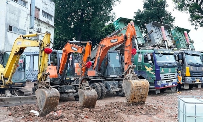 Bệnh viện khởi công xây khu khám bệnh mới. Ảnh: Thế Anh