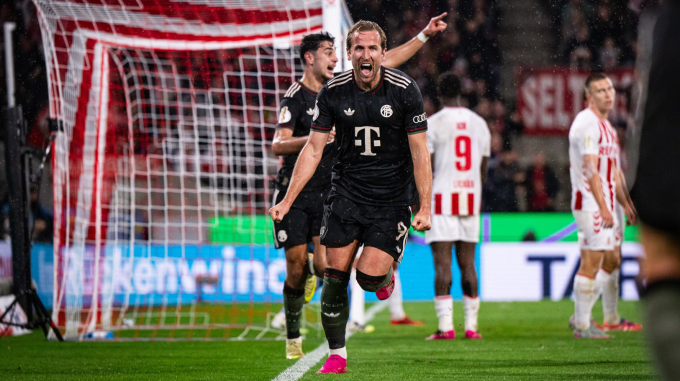 Harry Kane lập cú đúp trong trận Bayern thắng Cologne 4-1 ở vòng hai Cup Quốc gia Đức trên sân RheinEnergieStadion, Cologne, Đức ngày 29/10/2025. Ảnh: FC Bayern