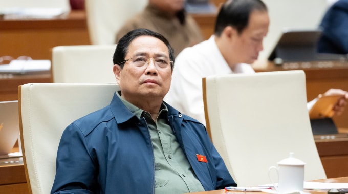 Thủ tướng Phạm Minh Chính dự phiên thảo luận tại Quốc hội sáng 30/10. Ảnh: Media Quốc hội