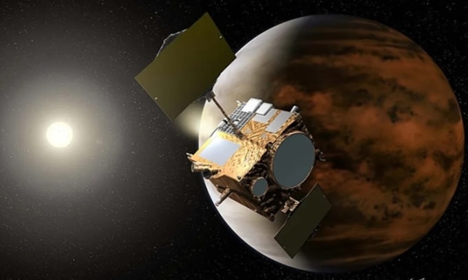 Mô phỏng tàu Akatsuki bay quanh Sao Kim. Ảnh: JAXA