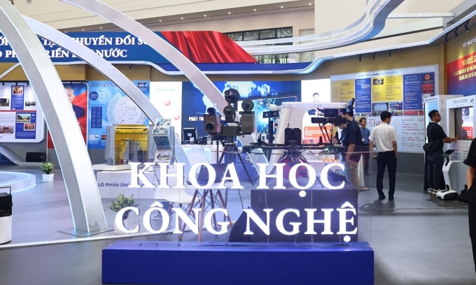 Gian trưng bày của Bộ Khoa học và Công nghệ tại triển lãm thành tựu đất nước 80 năm. Ảnh: Quỳnh Trần