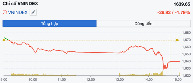 VN-Index mất hơn 30 điểm, nhóm Vingroup kéo thị trường lùi sâu dưới 1.640 điểm - Ảnh 1.