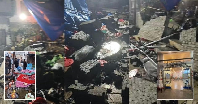 Bức tường bất ngờ đổ sập giữa đám tang, 6 người tử vong - Ảnh 1.