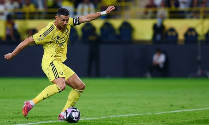 Tình huống Ronaldo gỡ hòa cho Al Nassr. Ảnh: Al Nassr