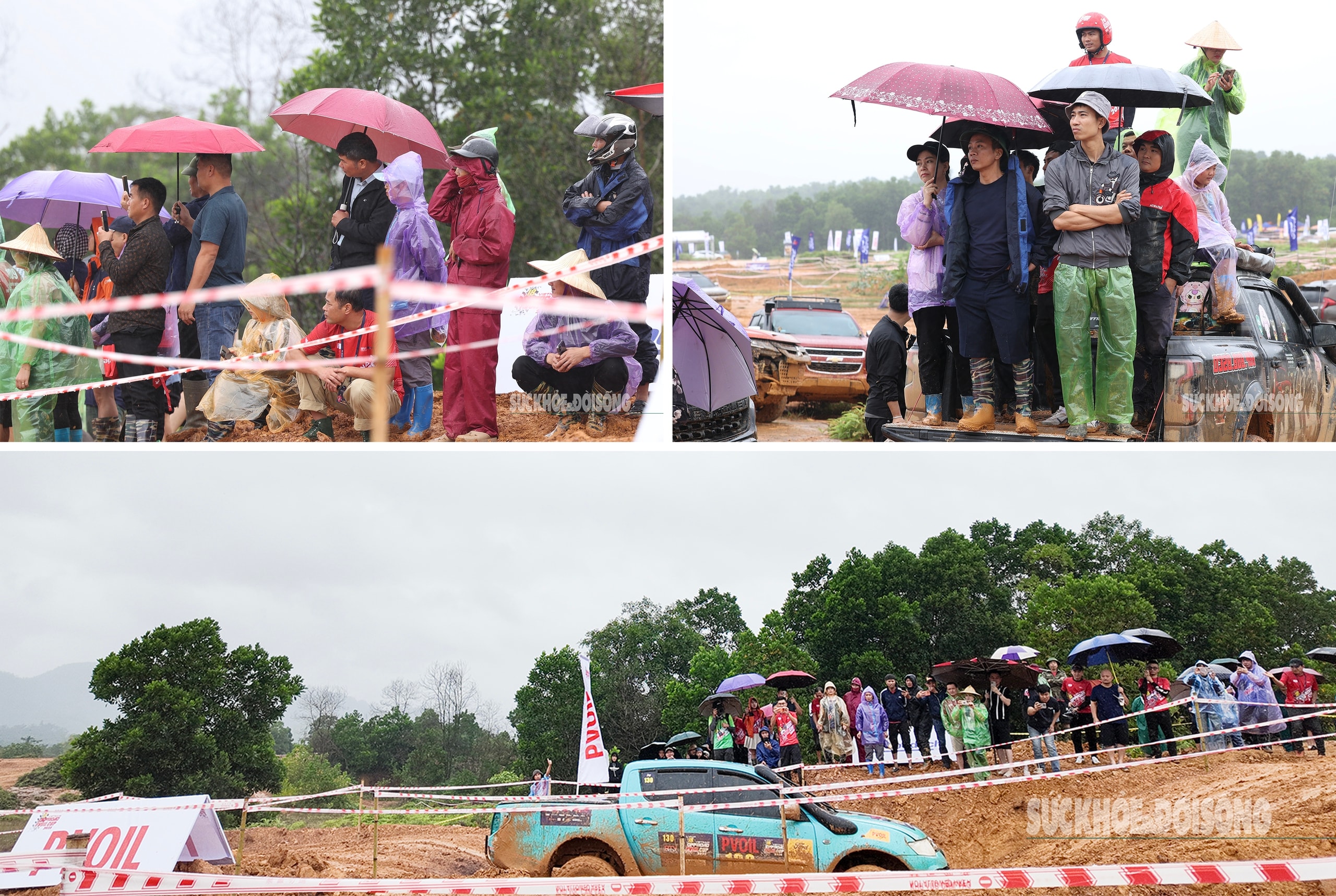 Đội mưa xem ô tô địa hình 'cày đường, xé bùn' ở Đồng Mô- Ảnh 1.