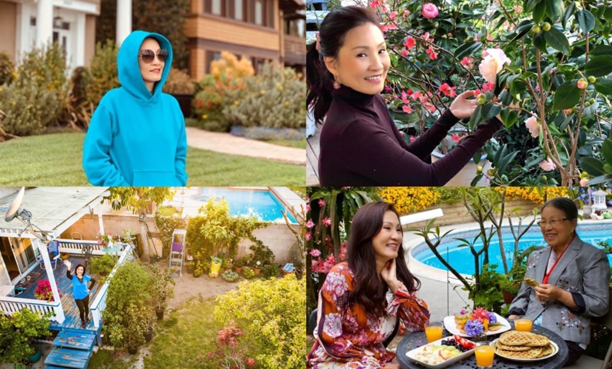 Hồng Đào sống cùng mẹ và các con trong biệt thự rộng lớn ở Mỹ.