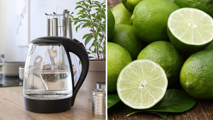 Chanh và ấm đun nước siêu tốc giúp khử mùi phòng hiệu quả. Ảnh: Shopee