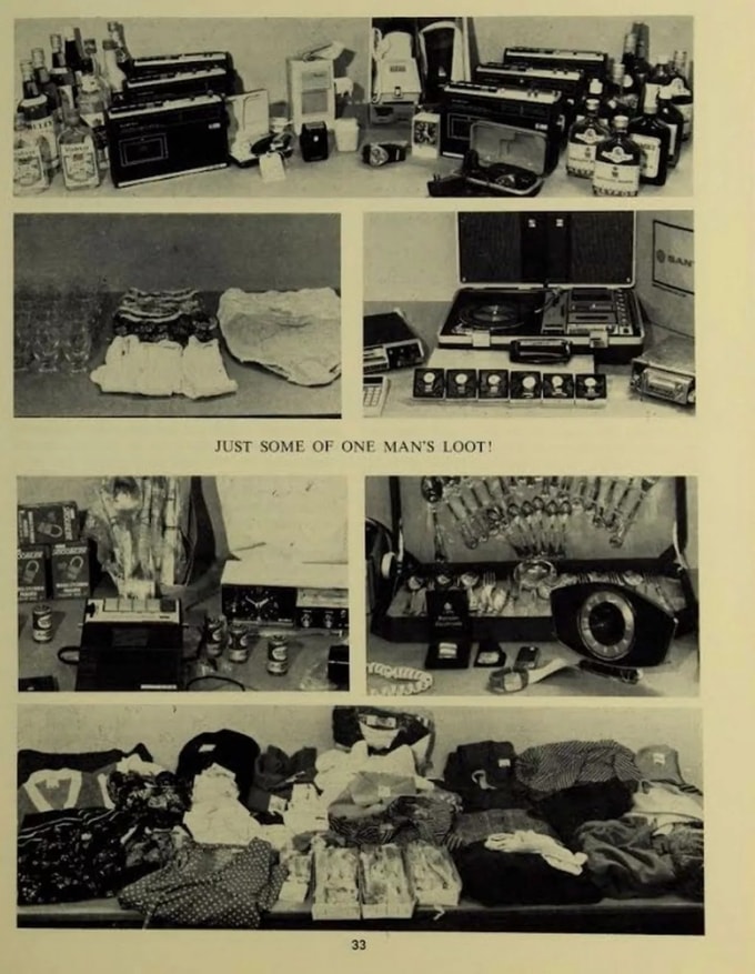 Ảnh lưu trữ một số vật phẩm mà Derex Ridgewell tự trộm cắp sau đó gài cho nạn nhân. Ảnh: BTP