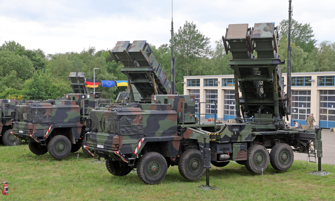 Bệ phóng của tổ hợp phòng không Patriot tại thao trường ở bang Mecklenburg-Vorpommern, Đức năm 2024. Ảnh: AFP
