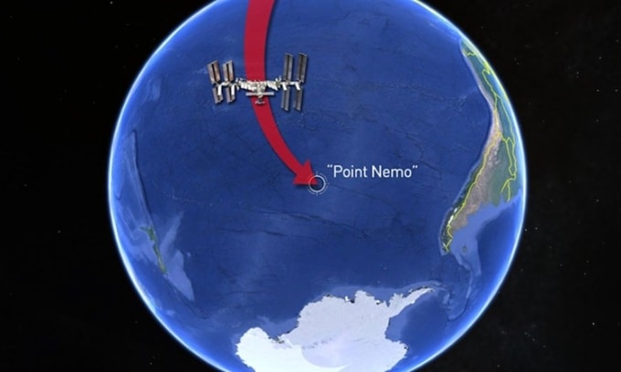 Mũi Nemo trở thành điểm rơi hoàn hảo cho các tàu vũ trụ do không nằm gần bất kỳ vùng đất nào. Ảnh: Weather