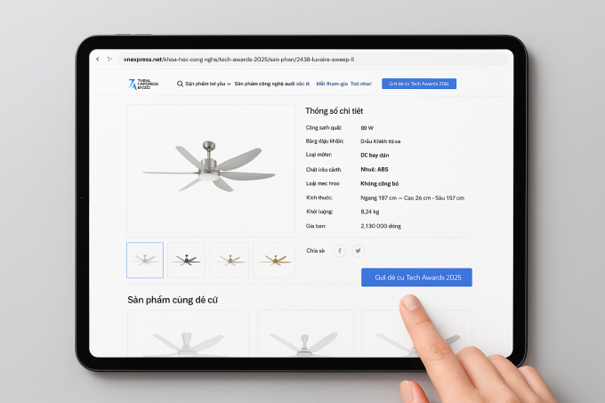 Người dùng bình chọn mẫu quạt trần tiết kiệm năng lượng được yêu thích nhất. Ảnh: Thái Anh