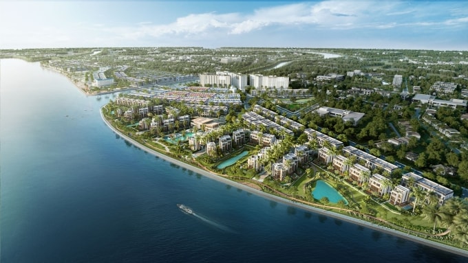 Toàn cảnh đô thị Mekong District 18 ha bên bờ sông Hậu. Ảnh: N.H.O