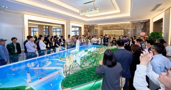 Sa bàn đại đô thị Sun Elite City được trưng bày tại Sun Gallery Hạ Long. Ảnh: Ánh Dương