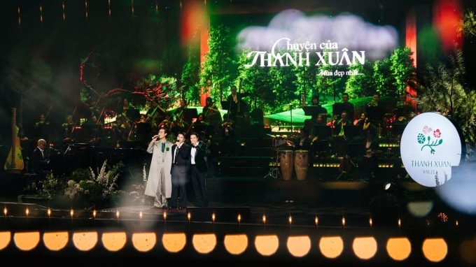 Quốc Thiên, Lân Nhã và Hà An Huy cùng hòa ca Mãi mãi, tạo nên màn kết nhiều dư âm. Ảnh: BIM Land