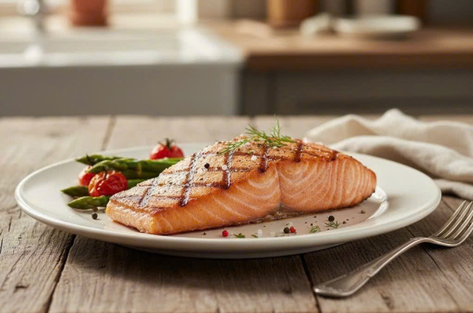 Nên hấp, nướng hoặc áp chảo giúp giữ nguyên omega-3 và vitamin trong cá hồi. Ảnh: Trọng Nghĩa