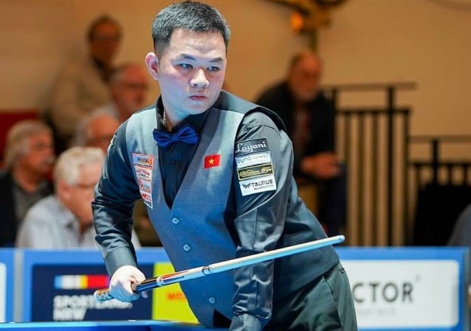 Cơ thủ Bao Phương Vinh sớm chia tay World Cup Billiard Carom 3 băng chặng Gwangju, Hàn Quốc sau các trận đấu vòng loại không thành công, hôm nay 6/11. Ảnh: Minh Điền