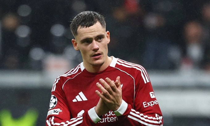 Florian Wirtz sau trận Liverpool thắng Frankfurt trên sân Deutsche Bank, thành phố Frankfurt, Đức ở Champions League tối 22/10/2025. Ảnh: Reuters