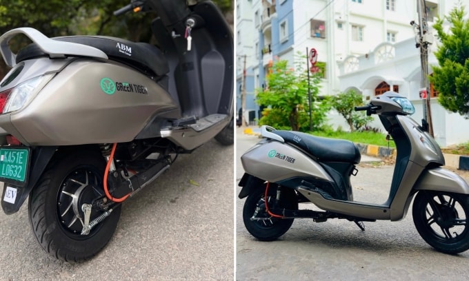 Một mẫu xe xăng được hoán cải hợp pháp thành xe điện ở Ấn Độ. Ảnh:Green Tiger Mobility