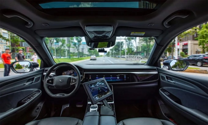 Một chuyến taxi bằng xe không người lái của Apollo Go ở Trung Quốc. Ảnh: Baidu