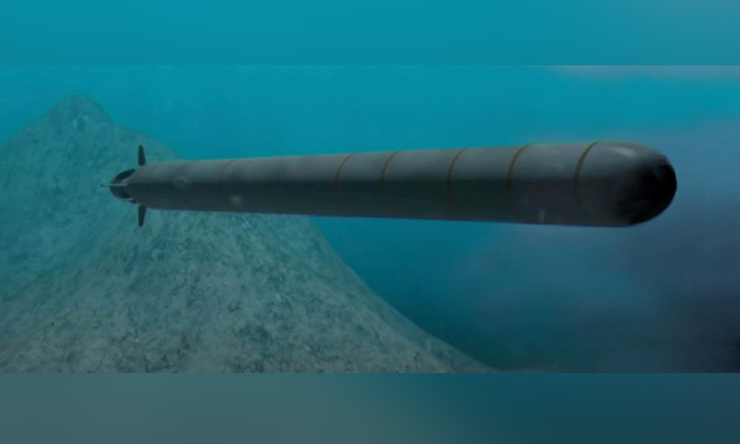Đồ họa mô phỏng ngư lôi Poseidon trong ảnh đăng năm 2018. Đồ họa: BQP Nga
