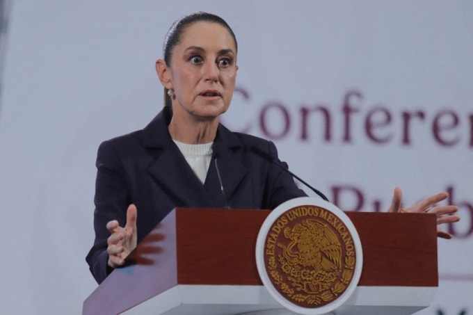 Tổng thống Mexico Claudia Sheinbaum tại cuộc họp báo ở Mexico City ngày 5/11. Ảnh: AFP