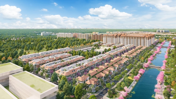 Sản phẩm thấp tầng nằm tại trung tâm phân khu Flora Avenue. Ảnh: Sun Property