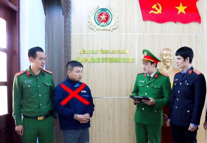 Quách Văn Lập tại cơ quan điều tra. Ảnh: Công an cung cấp