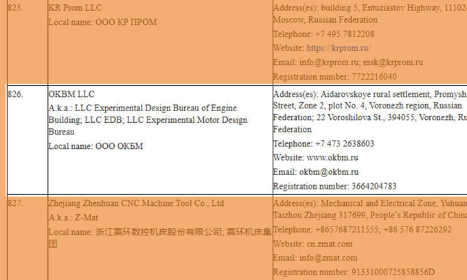 Một phần tài liệu được cho là của công ty OKBM do nhóm InformNapalm công bố hôm 4/11. Ảnh: InformNapalm