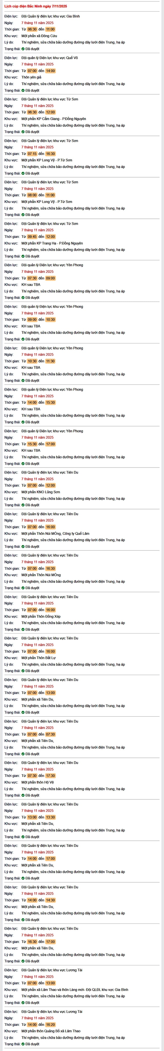 Tra cứu lịch cắt điện Bắc Ninh hôm nay Thứ 6 ngày 7/11/2025- Ảnh 1.