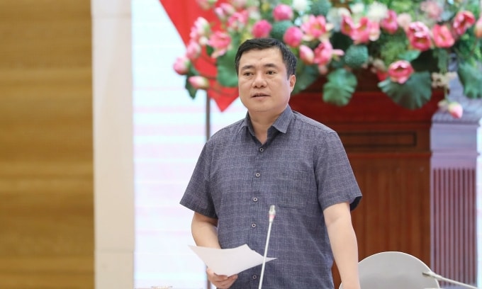 Thứ trưởng Công Thương Nguyễn Sinh Nhật Tân trả lời tại họp báo Chính phủ, ngày 8/11. Ảnh: VGP