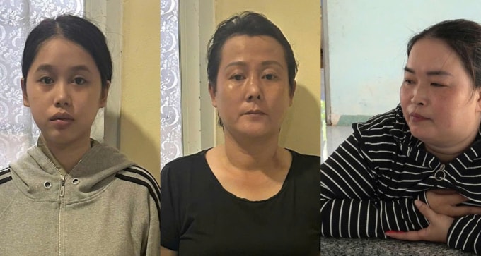 Nguyễn Ngọc Thảo, Thị Hoàng Oanh, Thạch Trọng (từ trái sang) tại cơ quan điều tra. Ảnh: Đặng Thanh