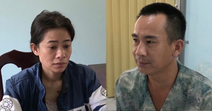 Nguyễn Thị Phương Thảo (trái) và Nguyễn Hoàng Anh Vũ tại cơ quan điều tra. Ảnh: Đặng Thanh