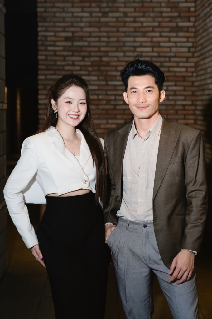 Liên Bỉnh Phát bên Tam Triều Dâng - diễn viên đóng cặp cùng anh trong phim mới. Ảnh: Huy Trần