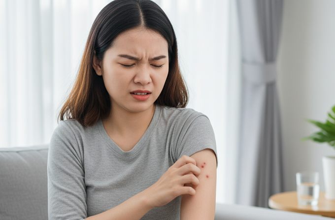 Đường huyết cao có thể gây sưng, ngứa da. Ảnh được tạo bởi AI