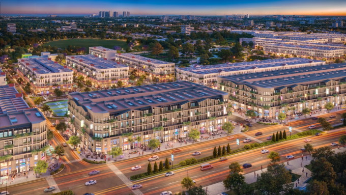 Dãy phố 47 m được kỳ vọng trở thành tuyến phố giao thương sầm uất, hiện đại của Vạn Xuân. Ảnh: CĐT