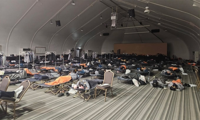 Các sĩ quan cảnh sát Hàn Quốc tại nơi nghỉ khi làm nhiệm vụ ở Gyeongju, tỉnh Bắc Gyeongsang trong ảnh công bố ngày 11/11. Ảnh: Công đoàn cảnh sát Hàn Quốc