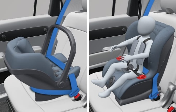 Hướng dẫn gắn ghế trẻ em bằng dây an toàn trên một mẫu xe Hàn. Ảnh: Hyundai