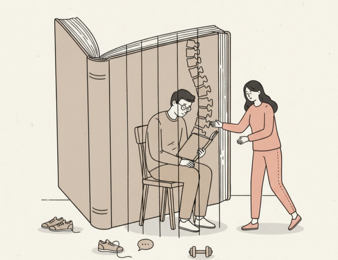 Chồng ngồi lì đọc truyện cả ngày dù đang bị thoát vị đĩa đệm