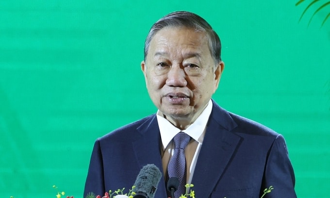 Tổng Bí thư Tô Lâm phát biểu tại lễ kỷ niệm 80 năm ngành Nông nghiệp và Môi trường, sáng 12/11. Ảnh: VGP