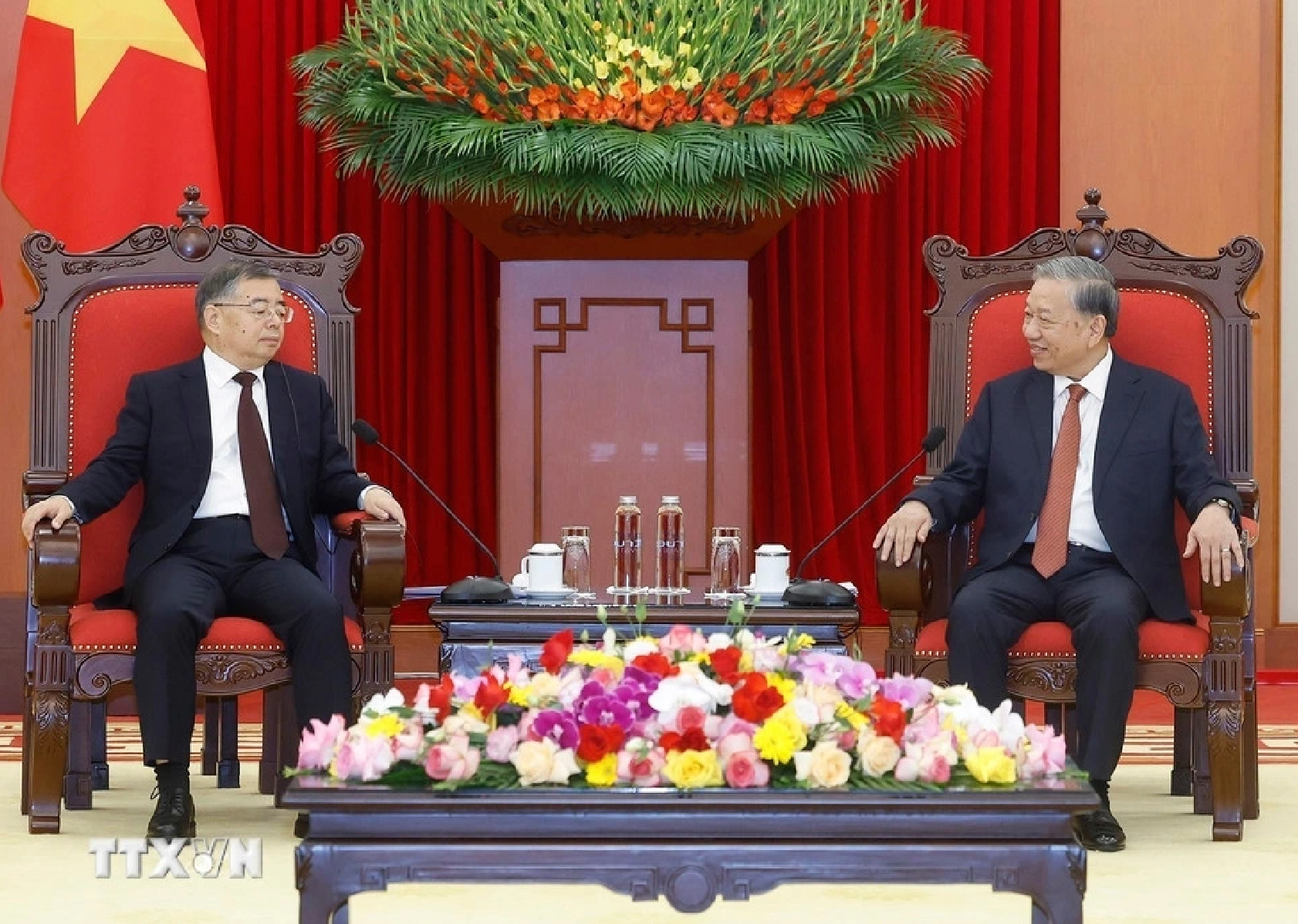 Tổng Bí thư Tô Lâm đề nghị hai bên tập trung củng cố các nền tảng quan trọng của quan hệ song phương. (Ảnh: Thống Nhất/TTXVN)