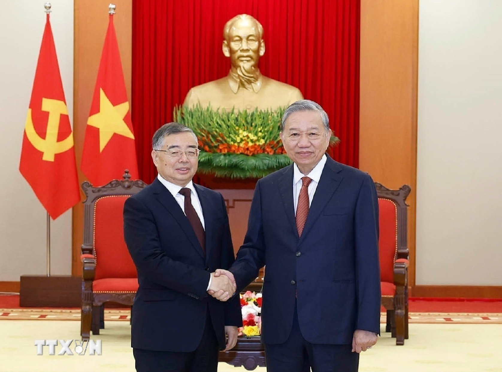 Tổng Bí thư Tô Lâm tiếp Trưởng Ban Tuyên truyền Trung ương Trung Quốc - 3