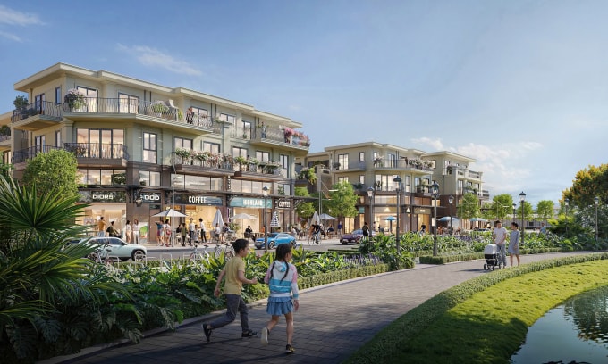 Dòng sản phẩm shophouse xây sẵn tại khu đô thị Nam Long II Central Lake. Ảnh: Nam Long