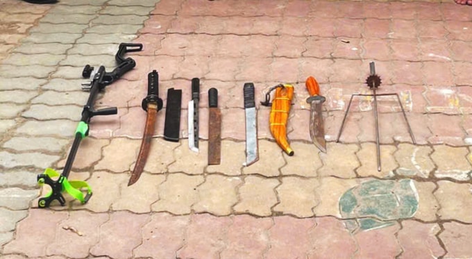 Hung khí cảnh sát thu giữ. Ảnh: Công an TP HCM