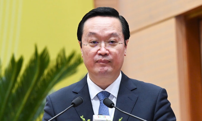 Tân Chủ tịch Hà Nội Nguyễn Đức Trung phát biểu nhậm chức. Ảnh: Giang Huy